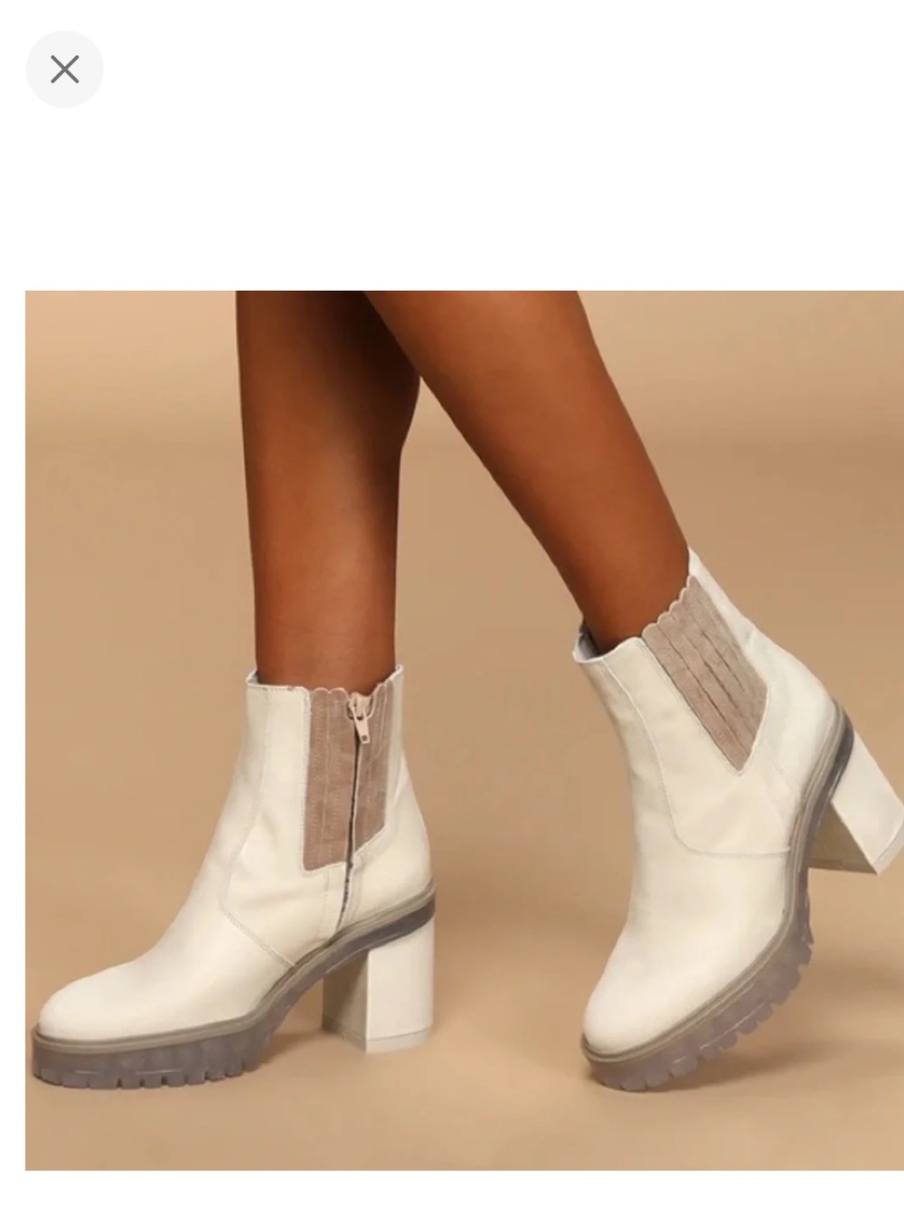 Free People Cream & Tan Block Heel Chelsea Boots